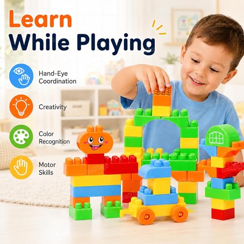 Image of Zest 4 Toyz Building Blocks for Kids 75 Pieces Construction Toy Puzzle Game Creative Building Set Educational Learning Activity Blocks Brain Development Toy for Boys Girls 3+ Years