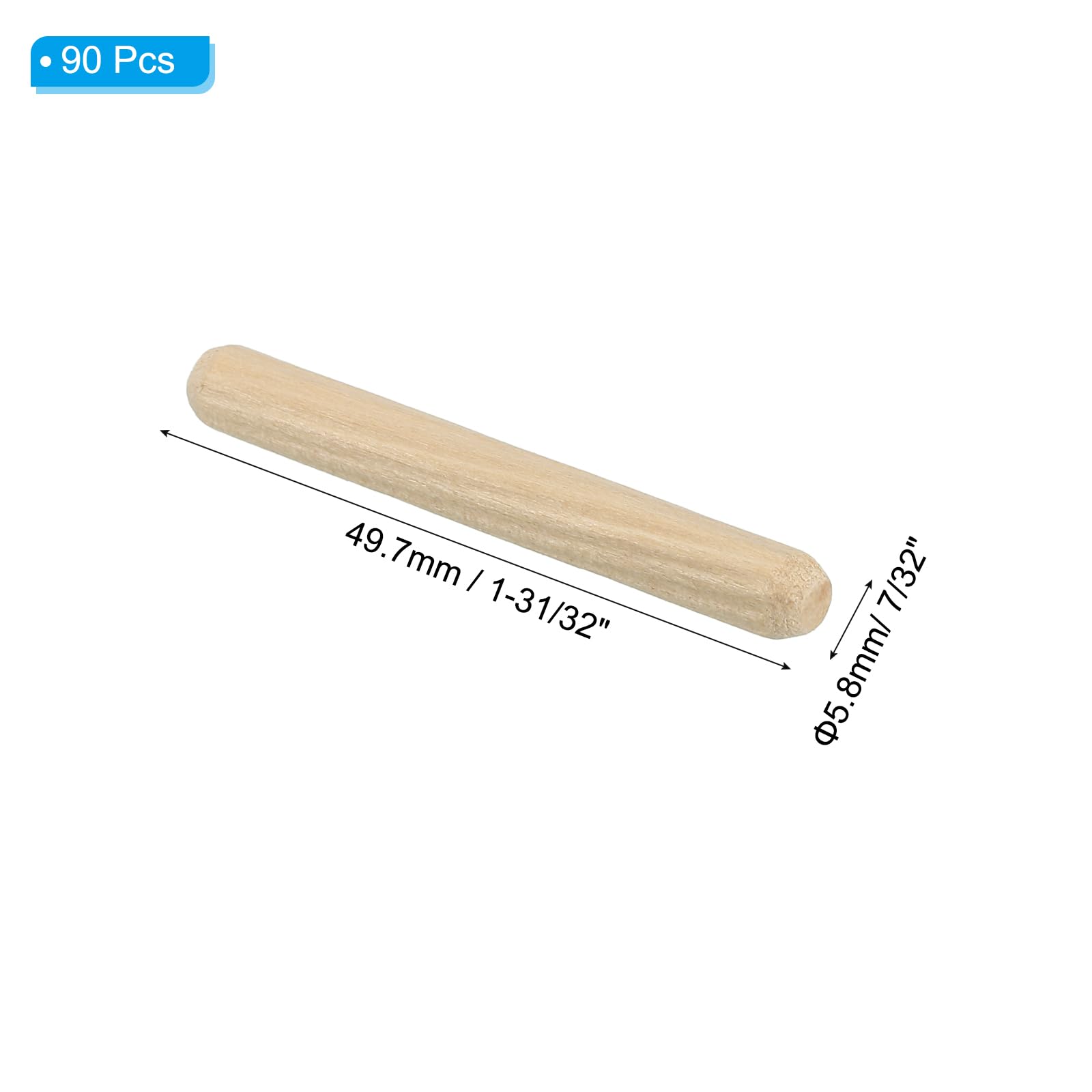 PATIKIL 7/32" x 1-31/32"(6 x 50mm) Wood Dowel Pins - Image 2