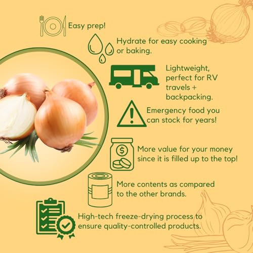 Ready Harvest Freeze-Dried Yellow Onions Dried Onions Minced Emergency Supplies Survival Emergency Rations #10 Can 25-Year Shelf Life 11.34 oz