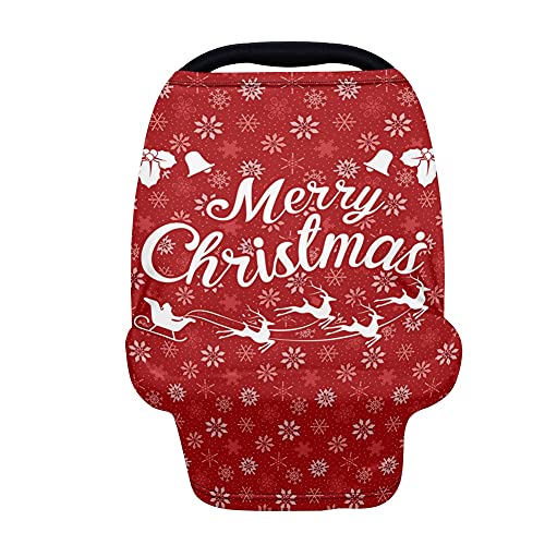 Image of ZFRXIGN Merry Christmas Car Seat Covers for Babies - Multi-use Breastfeeding Cover, Nursing Covers, Stretchy Nursing Scarf, Carseat Canopy for Boys and Girls, Red