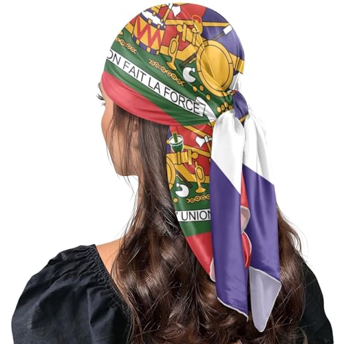 CTYSHTDL Head Scarf for Women Haitian Flag Large Square Bandanas Neck Scarf 35 Inches