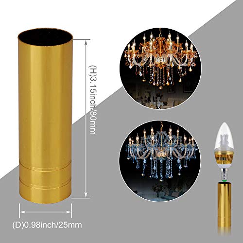 Bqlzr 8Cm Height 2.5Cm Dia Gold Double Line Chandelier Candle Light Cover Sleeves Socket Pack Of 6 #TOP1
