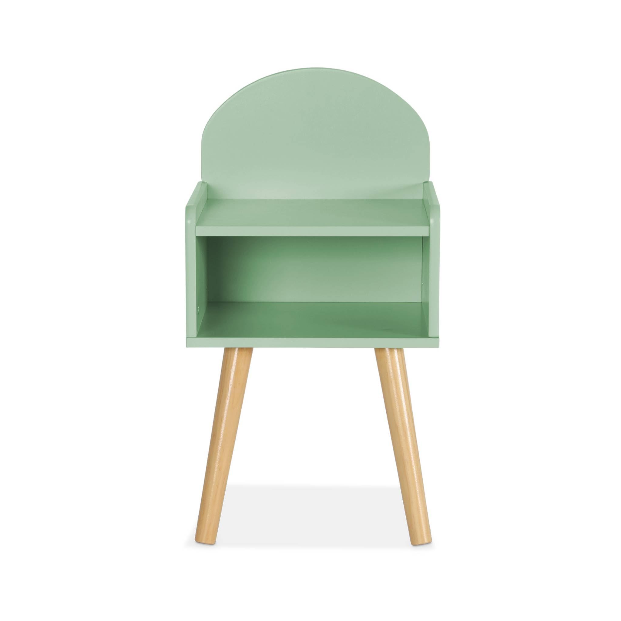 sweeek - Table de Chevet Chambre Enfant. Vert. Pieds en pin