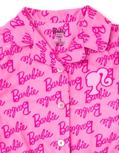 Barbie Big Girls' Button Front Allover Print Fleece Coverall and Sleep Mask Set Classic Pink 10-12 - image 4