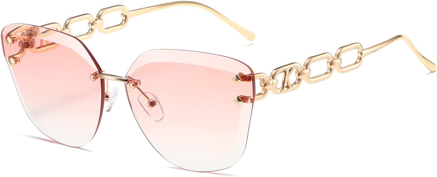 AEVOGUESunglasses For Women Oversized Rimless Diamond Cutting Lens Sun Glasses AE0534