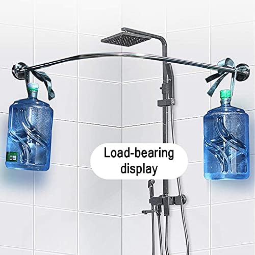 Shower curtain rod Curved Extendable L Shaped Corner Bath Curtain Rail Bar No Drilling Adjustable 304 Stainless Steel Bathroom Tub Pole