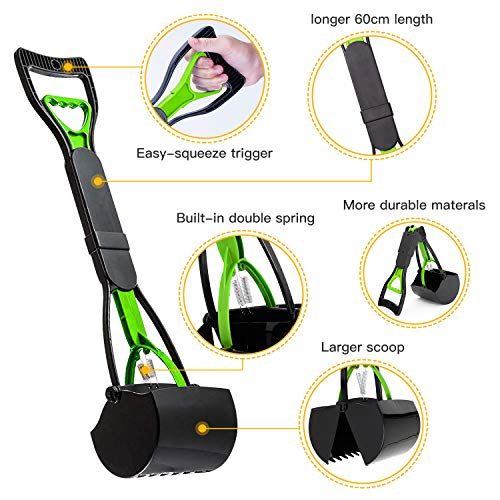 Recogedor de Dientes de Mango Largo para Mascotas, Plegable, 60,96 cm, portátil, sólido dentado, para Limpieza de Arenas, Utensilios de Limpieza para Gatos y Perros al Aire Libre/Interior (Verde) - imagen 5