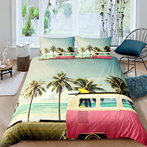 Plage Océan Housse de Couette Surf Camping Car Parure de Lit 140x200cm Sea Print Sets de Housse de...