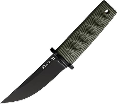 Cold Steel Kyoto II Fixed Blade Knife 3.38" Drop Point 8Cr13MoV Black Blade Kray-Ex Handle OD Green