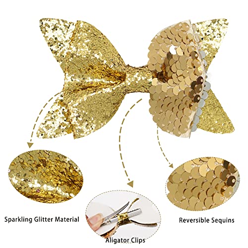 Ded 30Pcs Glitter Hair Bows 4 Inch Reversible Sequin Bows With Alligator Hair Clips Hair Barrettes For Baby Girls Teens Kids In Pairs #TOP2