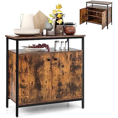 TANGZON Industrial Storage Cabinet with Open Shelf Cover