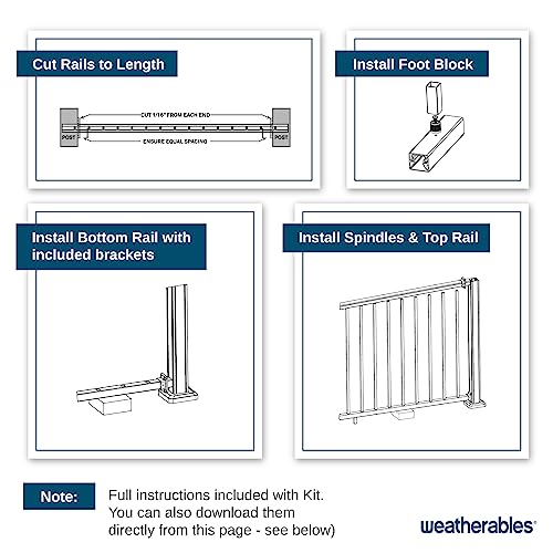 Weatherables Arlington Railing Kit – Aluminum Indoor & Outdoor Railing Kit for Decks, Porches & Balconies, Made with Durable & Low-Maintenance Black Textured Powder-Coat Finish (36 in. H x 8 ft. W) - Thumbnail 4