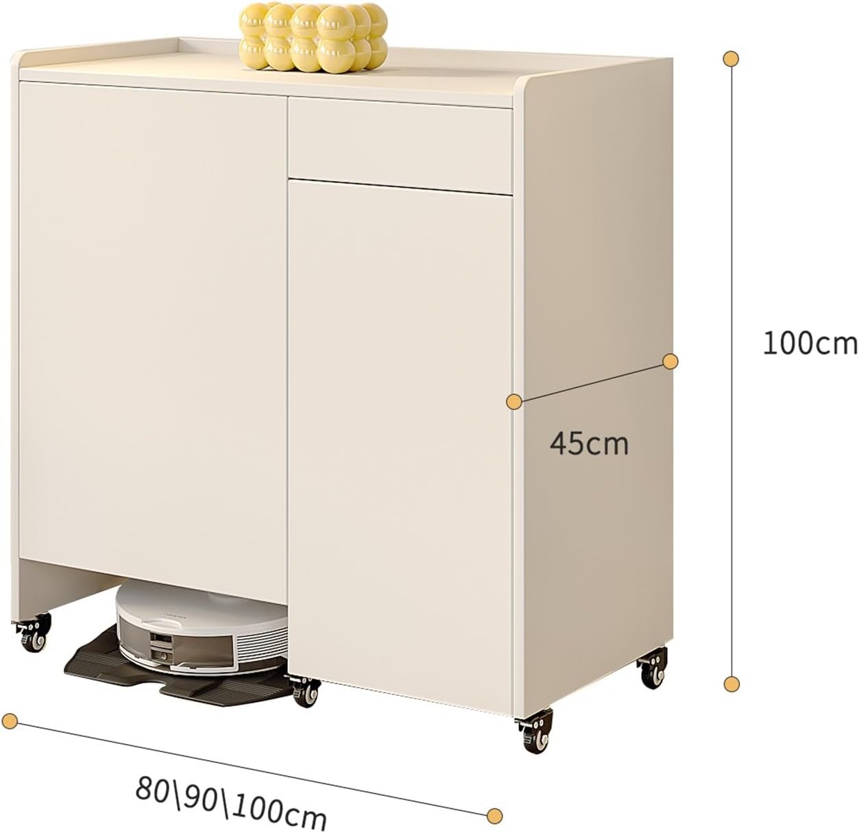 Sweeper Robot Storage Cabinet Sweeper Robot Storage Cabinet Shelf Robot Cabinet Mobile Balcony Cabinet Storage Cabinet Shelving Cabinet with Wheels Sweeper Organizer(100x45x100cm,Right Side)