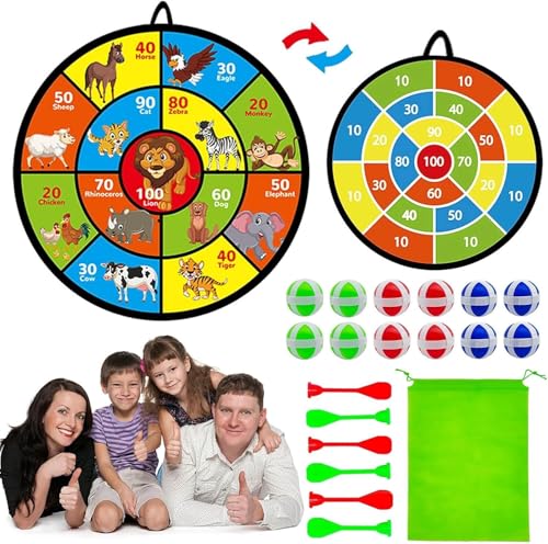 Dart Board with Balls for Kids 3-5： 29" Large Double-Sided Board Games Toys for Kids Ages 4-6 8-12 - Indoor Outdoor Activities Party Games - Birthday Gifts for 3 4 5 6 7 8 9 11 12 Year Old Boys Girls