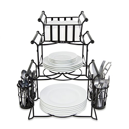Bison Home Goods Stackable Buffet Caddy Organizer (7-Piece Set) Modern Server for Hosting Parties, Serving Dinner, Carrying Utensils | Metal, Modular Design | Compact, Portable (New Improved Design)
