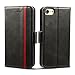 Rssviss Coque pour iPhone SE 2022/SE 2020/6/6s/7/8, Housse 6s en Cuir PU, 4 Emplacements pour Cartes et Monnaie avec Fermeture Magnétique Protection iPhone 7/8 Etui Portefeuille Rabat 4,7 Pouces Noir