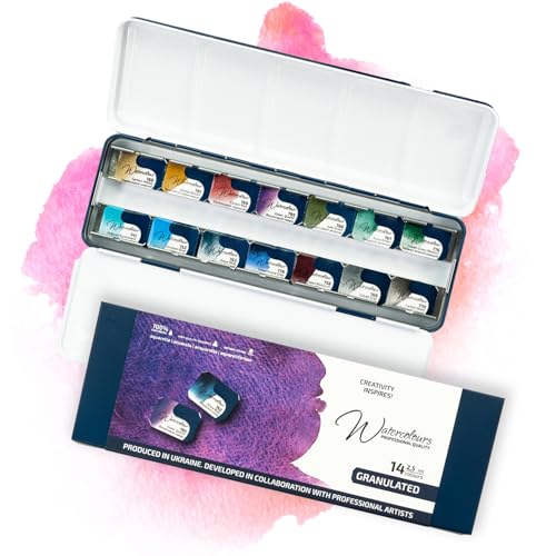 7 Artists Acuarelas Profesionales 14 Godets Granulado Pintura Acuarela Set | Acuarela Profesional | Watercolor Caja Solid