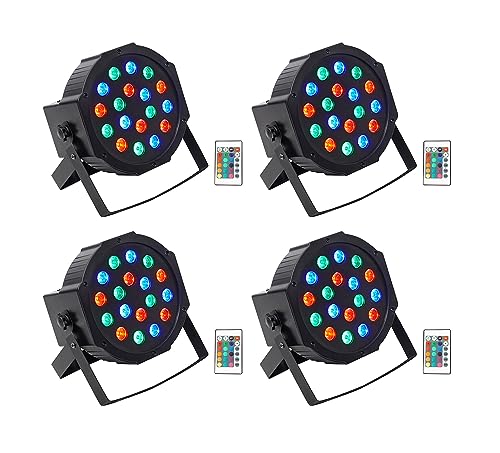 (4) Rockville Battery PAR 50 Rechargeable LED DMX DJ Club Wash Up-Lights+Remote