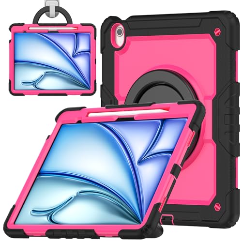 Coque antichoc iPad Air 13 en PC rose premium avec poignée et finitions soignées