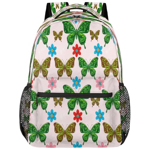 Mochila ligera para laptop de 15.6 pulgadas con diseño colorido de flores de mariposa