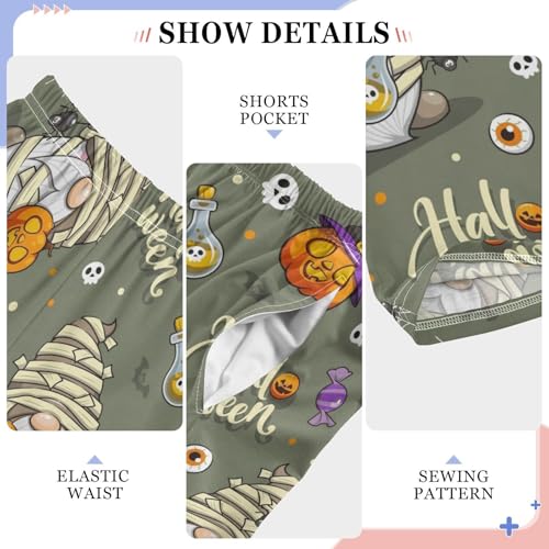 Halloween Gnomes Pumpkin Boys Long Pants Soft Trousers Elastic Waist Kids Lounge Bottoms with Pockets S-XL4