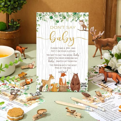 Image of Patelai 321 Pcs Woodland Animals Baby Shower Decoration Forest Animal Neutral Gender Reveal Decoration Don't Say Games 5 Set Serve 50 Guests for Woodland Baby Shower Birthday Party Decor Supplies