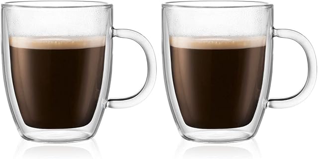 BODUM Set 2 Mug, Doppia Parete, con Manico, 0.3 l, 2 unità (Confezione da 1)