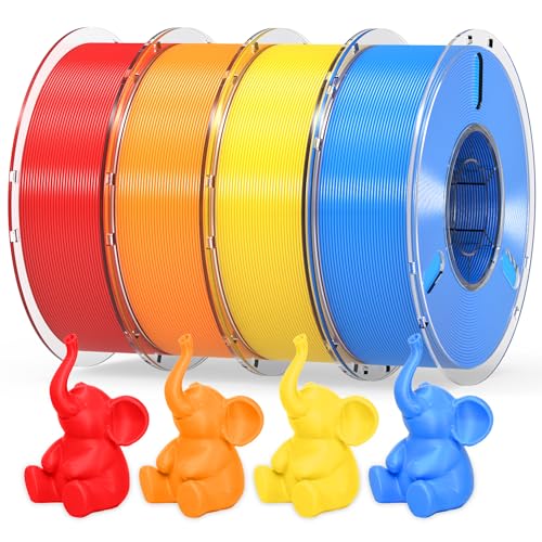 Image of RAMBERY PLA+ 3D Printer Filament Bundle 4KG, Toughness Upgraded 1.75MM 3D Printing Filament Fit Most FDM Printers，Red /Orange /Yellow /Blue，1KG X 4 Spools