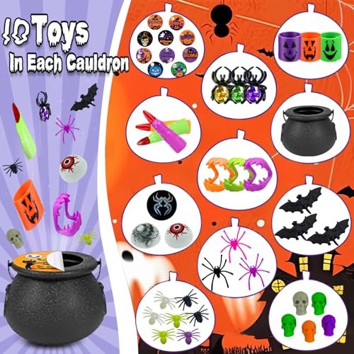 CZWXOXO 288 PCS Halloween Mini Witch Cauldron Set - 24 Pack Miniverse Halloween Plastic Black Cauldron With Spider, Bat, Skull, Trick or Treat Toys in Bulk Halloween Party Favor Toys Bulk by CZWXOXO - Image 3