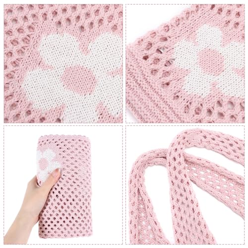 Image of Ovida Crochet Tote Bag Mesh Beach Bag Fairycore Hobo Bag Fairy Grunge Aesthetic Shoulder Bag Y2k Purse for Women Girls
