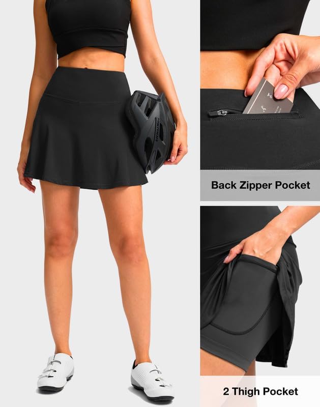 Women's Cycling Skirts 4D Padded Bike Shorts with Pockets High Waist Biking Skort for Road Mountain Bicycle Riding - Image 4