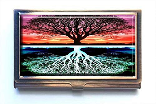 jkfgweeryhrt Baum des Lebens Custom Tragbare Business Bank Name Card Case Halter Box Tasche Kreditkarte ID Geldbörse Cover