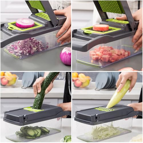 Vegetable Chopper Cutter Mandoline Vegetable Slicer Cheese Grater - Potato Onion Salad Veggie Chopper with Container - French Fry Potato Dicer Slicer Cutter - Kitchen Tools Gadgets - Image 6
