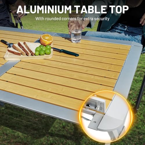 TIMBER RIDGE 110x70cm Folding Camping Table, Aluminium Roll Up Garden Table, Foldable Picnic Table with Slatted Top for 4-6 People, Fold up Table with Carrying Bag for Beach Fishing Outdoor BBQ - Image 5
