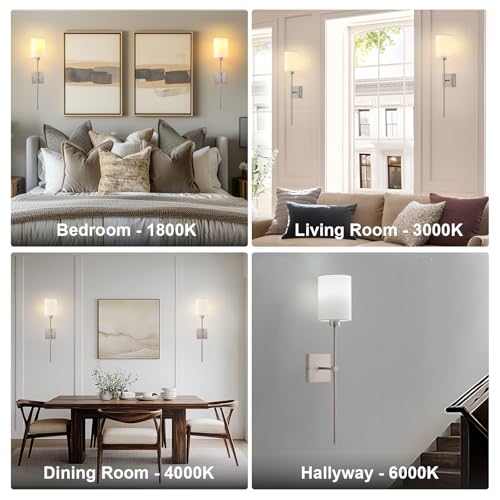 Image of Battery Operated Wall Sconce Set of Two,Wireless Rechargeable Wall Lights With Remote Control,Dimmable,4 CCT,RGB,Timer,Cordless Decor Lighting for Living Room, Bedroom, Entryway, Nickel, 26.8 Inch