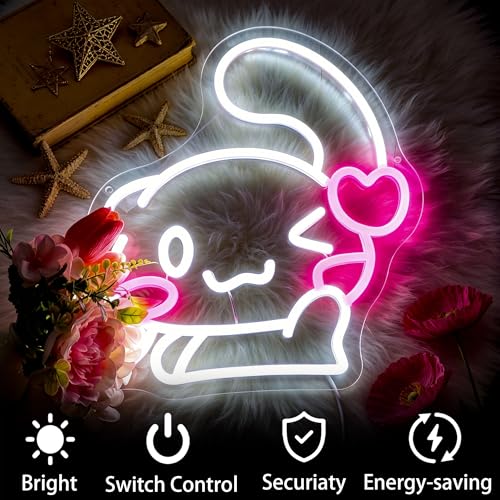 Image of Neon Sign, FPLL Cute Neon Signs for Wall Decor White LED Signs for Bedroom, Game Room, Home Decor - Light up Sign USB Powered