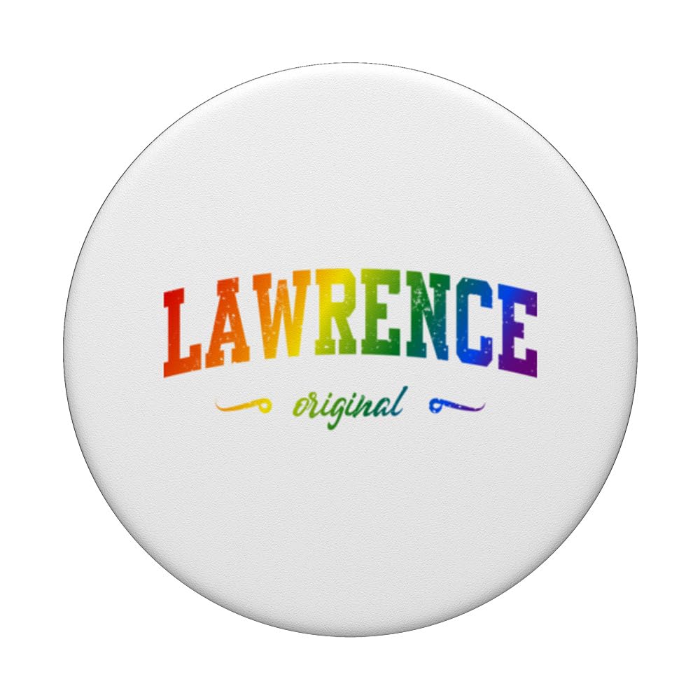 Lawrence Massachusetts Vintage Lgbtqai Rainbow PopSockets Swappable PopGrip, Black - Image 3