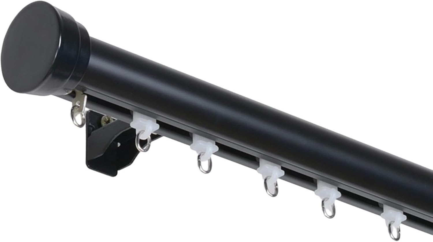 TZUFA Heavy Duty Curtain Rods (1-6 M) Curtain Track Wall Mount for Bedroom, Living Room, Patio, Kitchen, Easy Install Curtain Rail (Color : Black, Size : 1m)