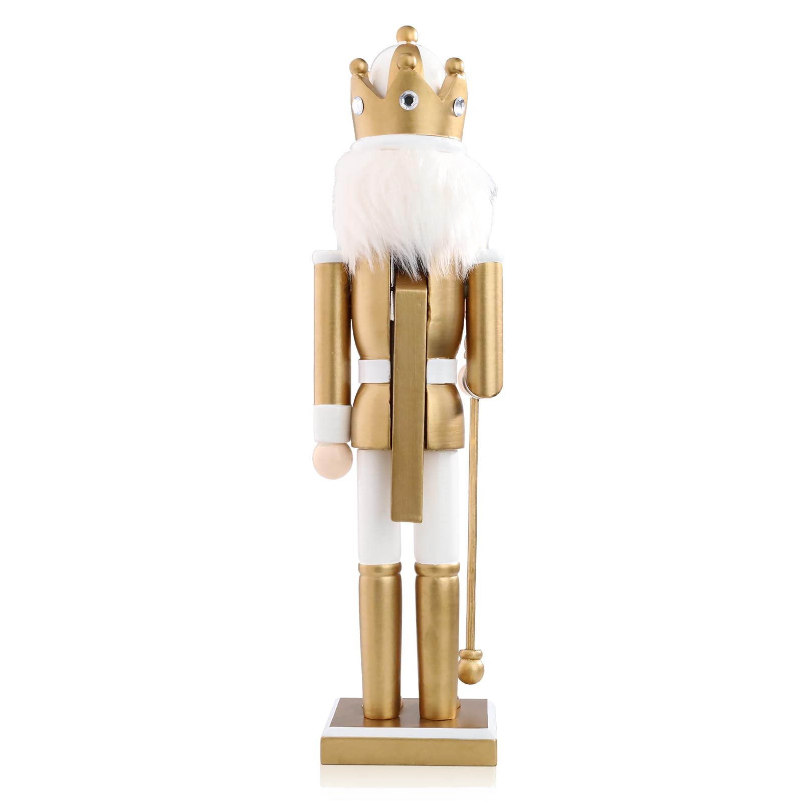 Ovewios Nutcracker Christmas Decor, Wooden Gold King Figures, Festive Christmas Nutcrackers Gifts Winter Indoor Table Desktop Fireplace Decorations 15