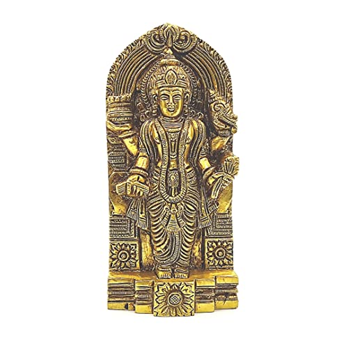 Image of Plus Value Brass Lord Dhanvantari Idol Statue Vastu Products Remedies for Home Decor (Size 5.5-inches)