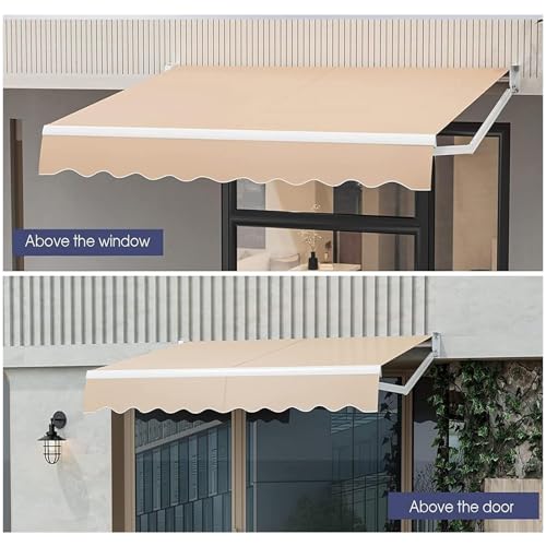 Toldo retráctil manual de lona caqui 5x3.5m para patio 4