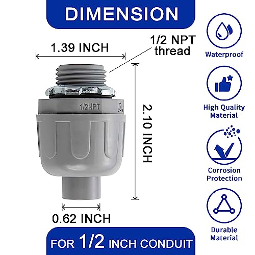 (1/2" Conduit Coupling 20 Pack) Yariwiz 1/2 Plastic Liquid Tight Conduit Coupling