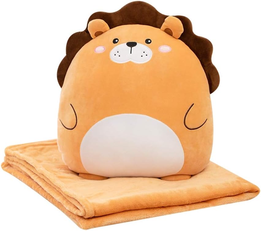 Forest Animal Pillow Soft Plush Stuffed Toy Nap Pillow with Blanket Gifts