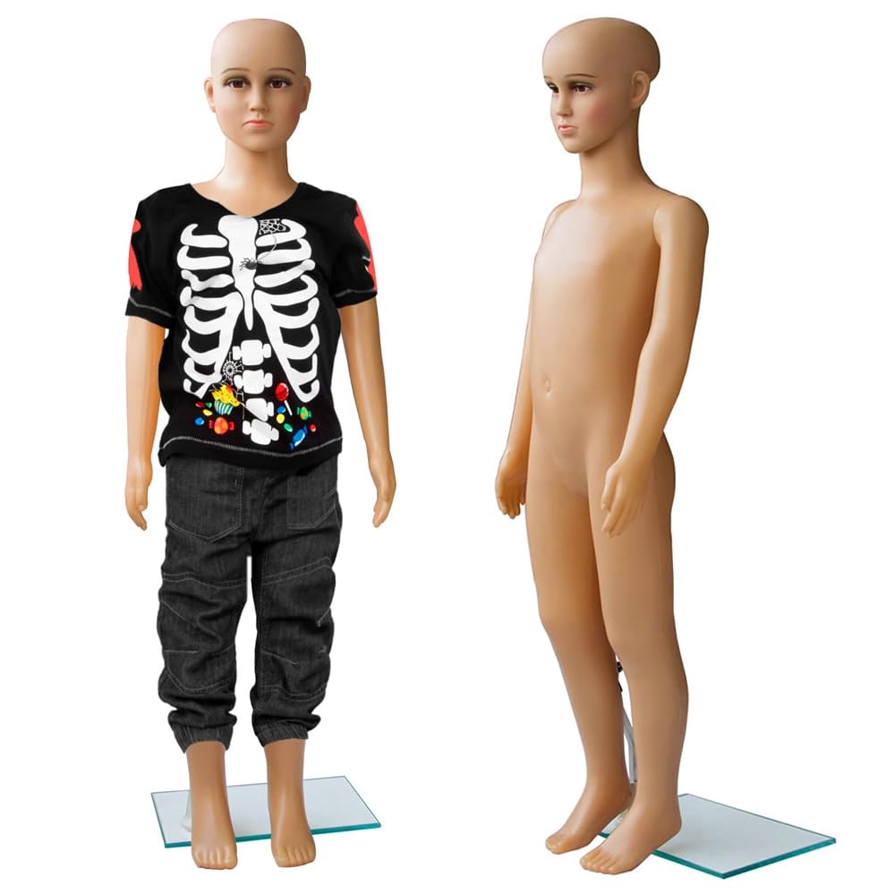 Mucola Schaufensterpuppe Kind 110 cm Mannequin Dekopuppe PE-Plastik Hell | Kinderpuppe Modepuppe Schneiderpuppe beweglich Verschiedene Posen | Schaufenster Display Deko Puppe Kinderbekleidung Laden
