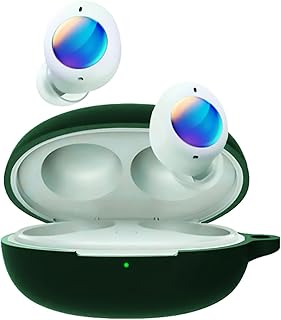 Silicone Case Compatible with Realme Buds Q2 & Realme Buds Air 2 Neo Earbuds, Soft Silicone Protective Case Cover, Shockproof Sleeve with Carabiner hook - Green