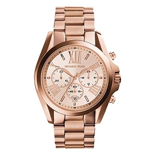 Michael Kors Bradshaw Reloj Cronógrafo de Acero Inoxidable en Tono Dorado Rosa, Caja de 43 mm, MK5503