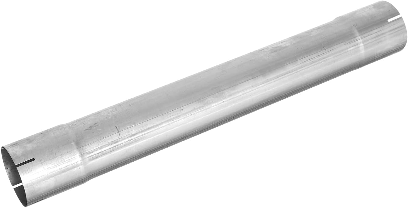 4 Inch Exhaust Pipe, Silver Galvanized Straight Exhaust Pipe Tubing Steel, Flared & Slotted End, 30 Inch Long
