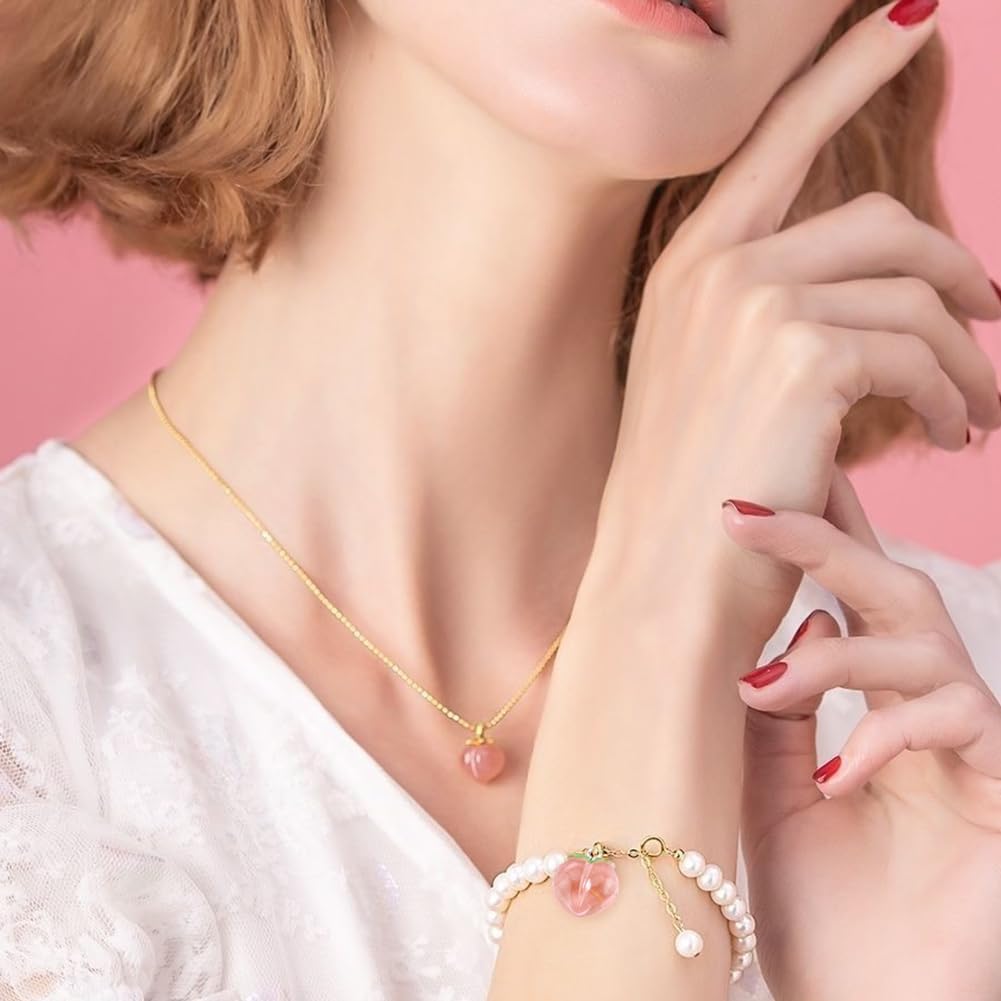 OLYCRAFT 30Pcs Peach Pendants Transparent Resin Pendants Fruit Pendant Pink Peach Charm with Loop 3D Peaches Hanging Pendant for Necklace Bracelet Earrings Jewelry Making DIY Crafts - Image 6