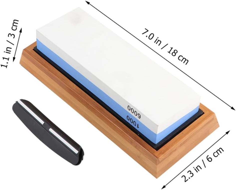 Double-sided Household Sharpening Stone Knife Sharpener Set 1000/6000 Grit Whetstone with Silicone Mat Base Positioning Guide and Correction Stone 5pcs Kit for Kitchen Tools