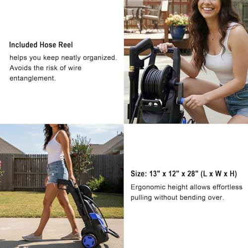 Image of 2026Upgraded Pressure Washer 4800PSI w /4 Quick Connect Nozzles, Inlet Hose & Filter&500ML Soap Tank, High Cleaning Machine for Cars /Fences /Driveways /Patios /Home Cleaning,Blue